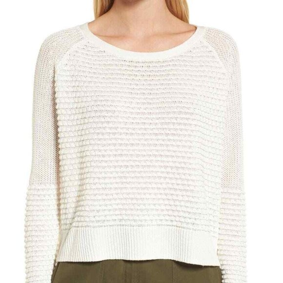 Nordstrom Signature Linen Knit Sweater Womens Large Ivory Boat Neck Long Sleeve - Picture 12 of 12